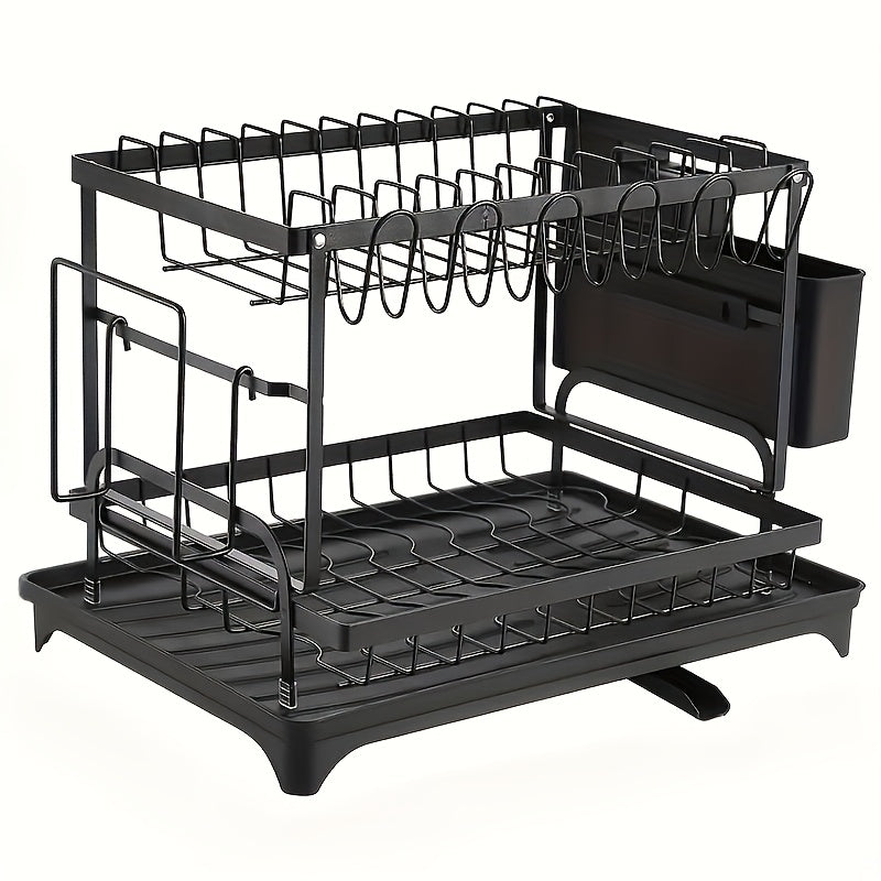 Dish Rack With Drainboard, Utensil Holder & Cup Hooks