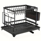 Dish Rack With Drainboard, Utensil Holder & Cup Hooks